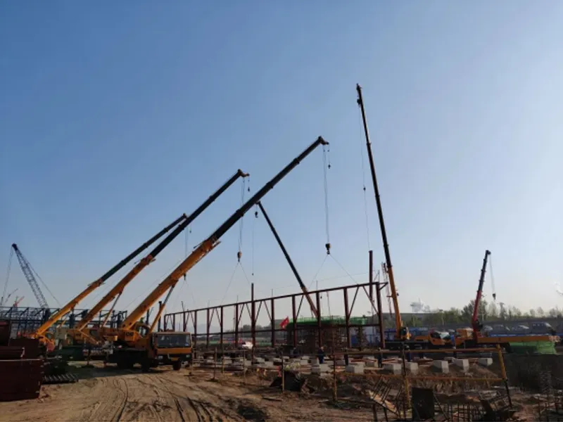 Inner Mongolia Xinyuan 12X33000KVA industrial silicon two negative pressure large bag dust collectors began to be assembled